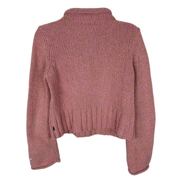 Mudd Y2K Salmon Pink Long Sleeve Mock Neck Cropped Cozy Sweater M - Picture 4 of 4